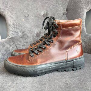 Frye Men’s Ryan Lug Trek Brown Leather High Top Boots – Size 7.5
